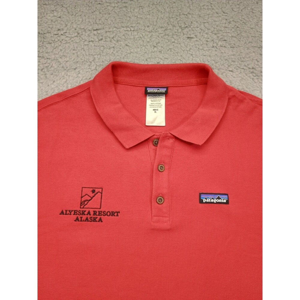 Patagonia Pique Polo Men xl Red Organic Cotton Short Sleeve Polo Shirt